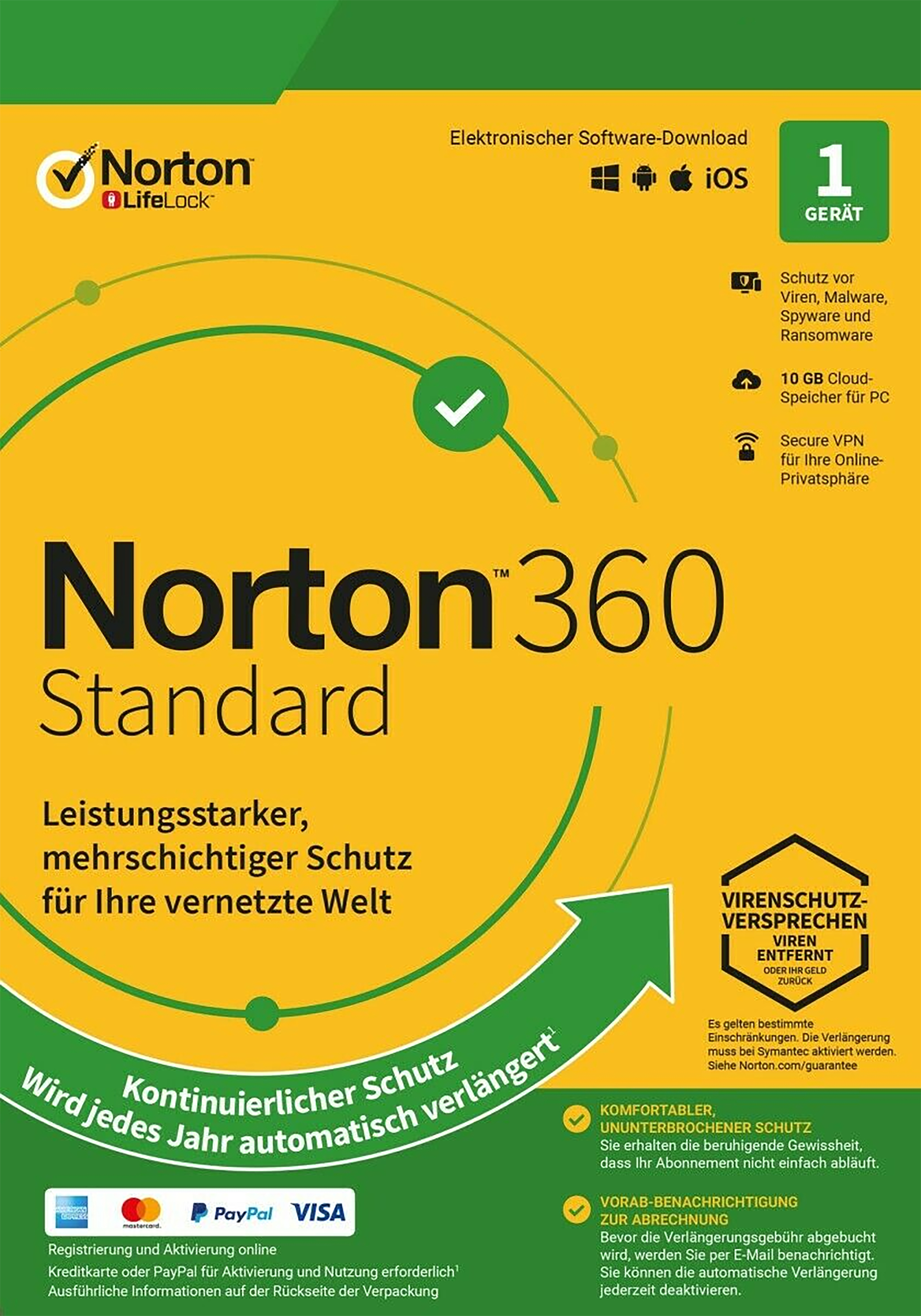 Norton 360 Standard, 10 GB Cloud-Backup, 1 Gerät 1 Jahr KEIN ABO